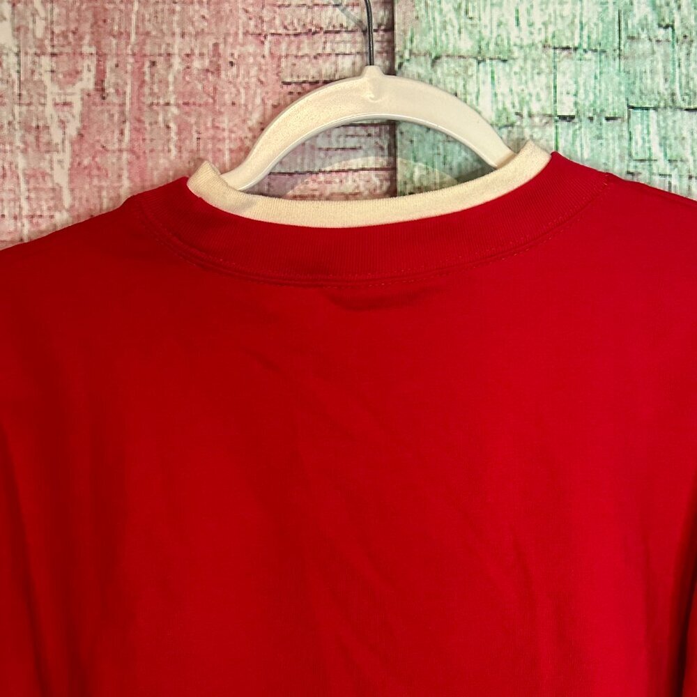 Vintage Cardinal Bird Sweatshirt Red Crewneck Embroidered Medium Christmas - Picture 4 of 5